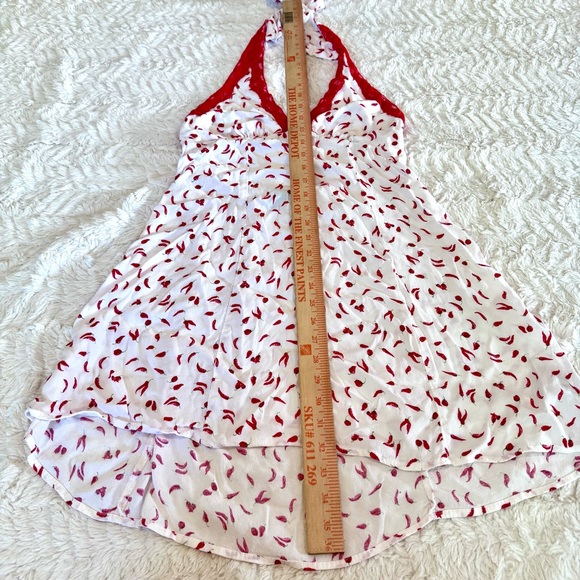 Wild Fable medium Chili Pepper Mini Dress | White & Red Lace Trim Halter - Picture 3 of 6